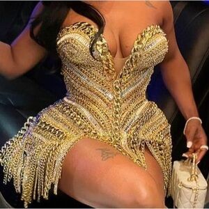 Snatched Lena Barisha chain dress! Perfect for birthdays, proms, any top event.